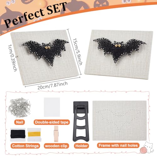 WEBEEDY DIY Bat String Art Kit, String Making Kit, Halloween Theme, Art Crafts Kit for Beginners - Image 2