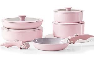 Pink Non Stick Pot and Pan Sets: Stackable and Healthy Kitchenware