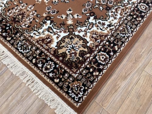 Image of TTC THREAD & TEXTURE CARPET Traditional Comfort: Power-Loomed Carpets for Living Room- Every Space Area Rug Color Gold Size 7x10 Feet (210x300cm)
