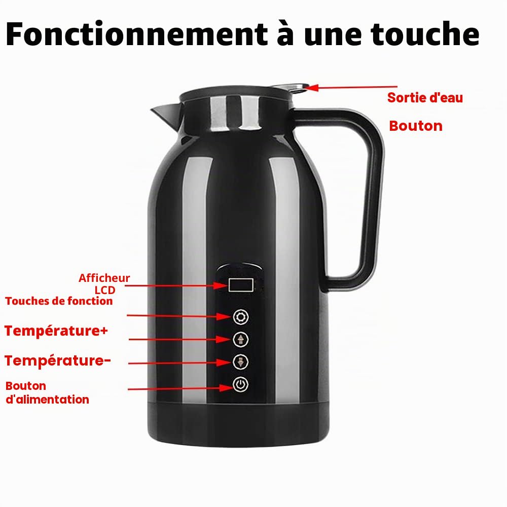 Baceyong Bouilloire de voyage 24 V/12 V pour voiture/camion, thermos de voyage électrique portable pour voiture