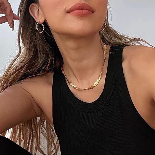 Image of Tewiky Layered Necklaces for Women 14k Gold Plated Chain Necklace Set