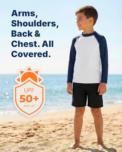 Image of City Threads Rash Guard for Boys SPF 50+ Made in USA, Long Sleeve Swim Shirt with Sun Protection, Toddler, and Youth Sizes
