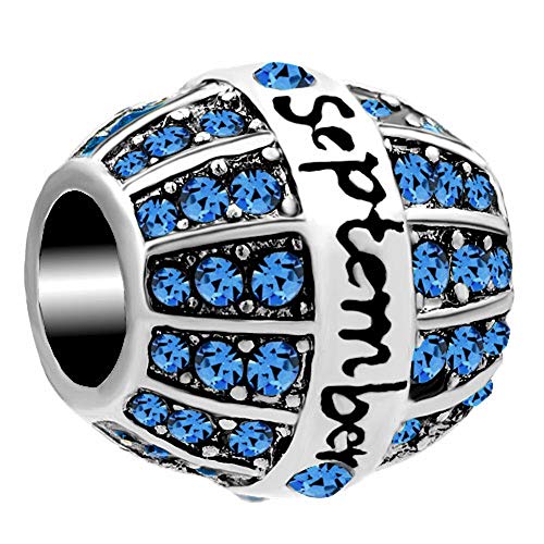 Image of Korliya Birthday Charm Simulated Birthstone Bead for Snake Chain Bracelets