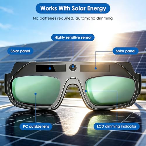 Image of DEECOZY Auto Darkening Welding Goggles, True Color Solar Powered Welding Glasses with Adjustable Eye Legs, Comfortable Welding Safety Mask Anti-Flog Anti-glare Goggles for Grinding Welder