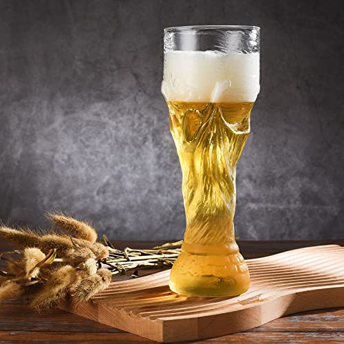 LIBOOI Copa Mundial de cerveza, vasos de cerveza de pinta de 850 ml, taza de cerveza de trofeo de fútbol de la Copa del Mundo, tazas de cerveza Hercules 2022, taza de whisky de cristal Cover