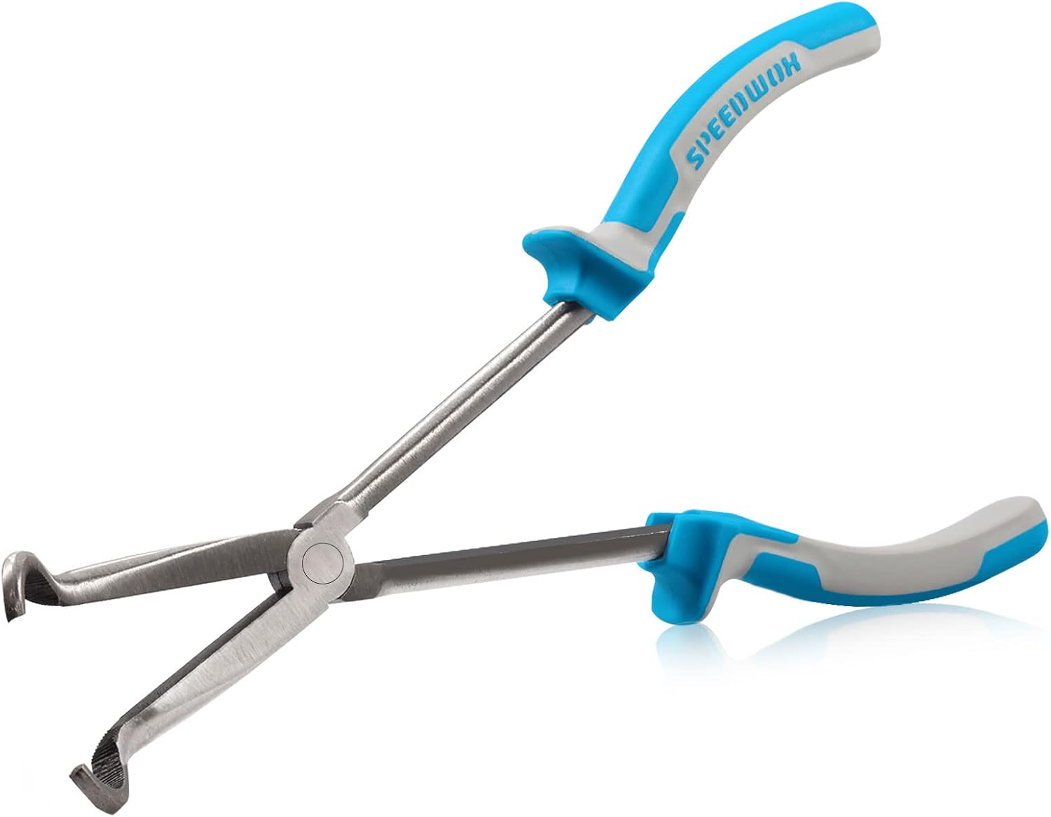 SPEEDWOX Long Reach Hose Grip Pliers 11 Inches Circle Plier Serrated Jaws Ring Nose Pliers for Mechanics Technicians Contractors High Leverage Professional Tool Non-slip TPR Handle