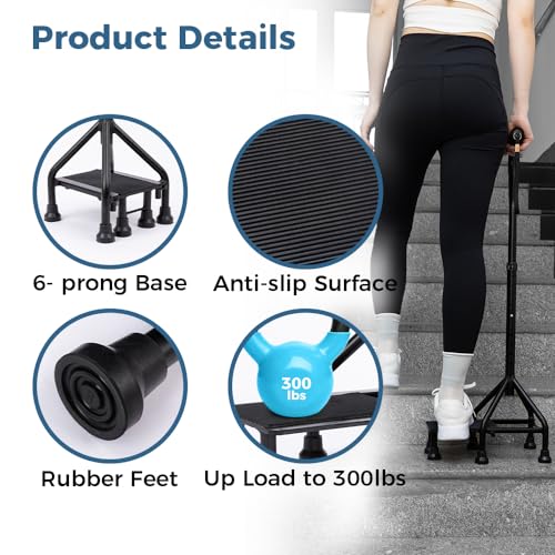 MMingo Adjustable Stair Climbing Assist Cane for Seniors, Step Stair Walking Aid, Stability Walking Sticks and Mobility on Stairs, Walk Up and Down Stairs Assist Devices, Non-Slip Stair Assist Aid