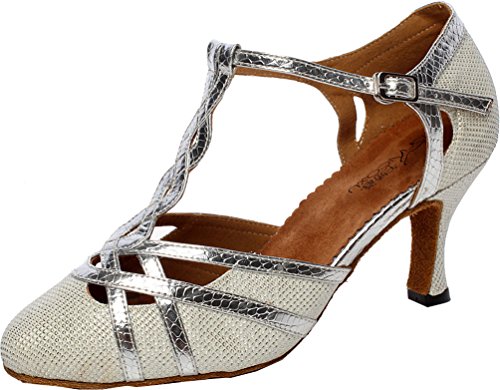 Chaussures de danse latine tango argentées pailletées femme pointure 40.5 talons confortables