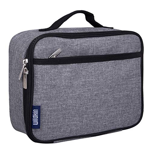 Wildkin Kids Insulated Lunch Box Bag for Boys & Girls, Reusable Kids Lunch Box is Perfect for Elementary, Ideal Size for Packing Hot or Cold Snacks for School & Travel Bento Bags (Grey Tweed)