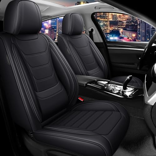 Image of Car Seat Cover Full Set for Toyota Camry Hybrid Seat Covers 2007-2024, Nappa Leather Waterproof Seat Covers For Cars, Airbag Compatible, Universal Automotive Seat Covers(Standard Front Row /Black)