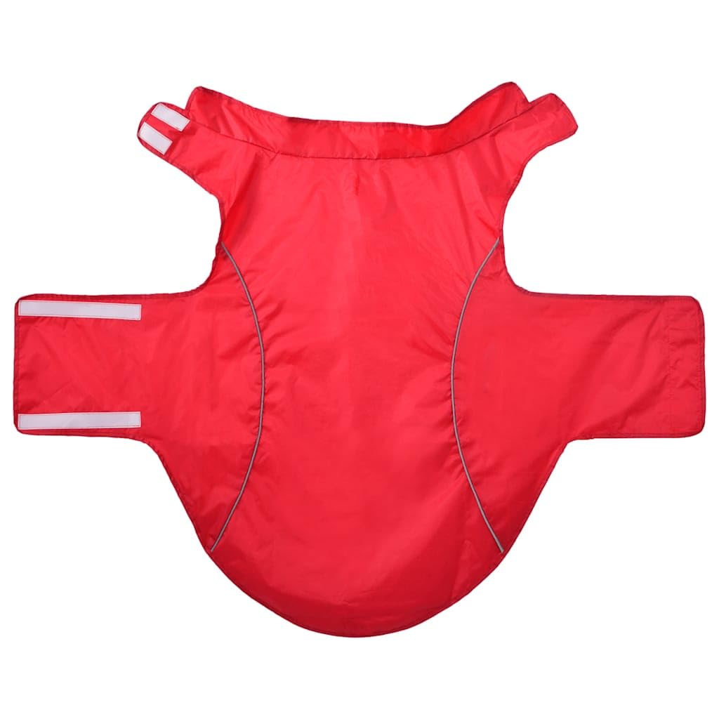 Chubasquero para perros con tiras reflectantes de poliéster, color rojo, talla 3XL, impermeable y resistente al viento, transpirable para invierno y otoño, con cierre de y orificio para el
