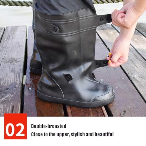 Cubiertas impermeables para zapatos de lluvia | cubiertas para zapatos impermeables para hombre y mujer, botas para sobre zapatos - reutilizables, duraderas, cómodas y resistentes para exteriores lluviosos y nevados miniatura 4