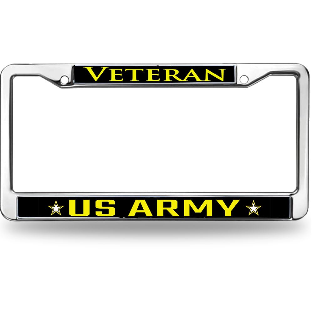 Veteran US Army Rattle-Proof License Plate Frame Proud Military Force License Plate Frame for Birthday Gift