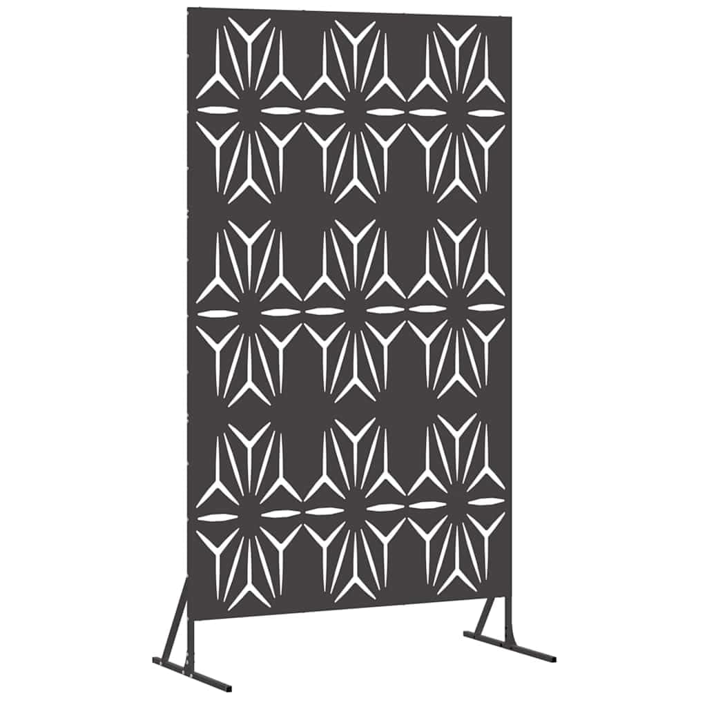 Steel Garden Privacy Screen Black 100 x 50 x 180 cm Outdoor Fence Panel for Terrace Balcony Modern Windbreak Decorative Partition