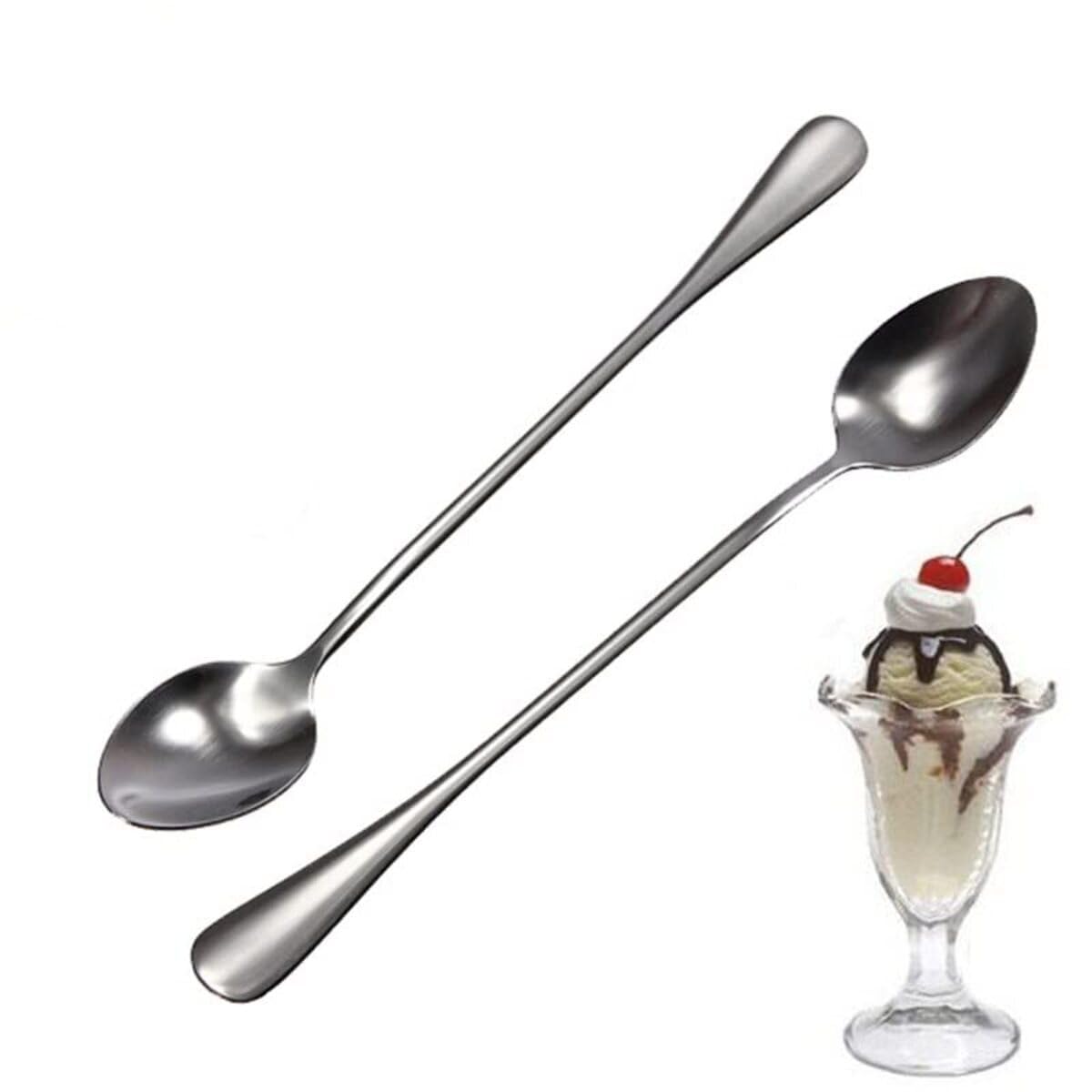 VishList Long Handle Spoon, Coffee Stirrers, Premium Stainless Steel Coffee Spoons, Ice Tea Spoons, Ice Cream Spoon, Cocktail Stirring Spoons, Tea Spoons Pack of 2 pcs