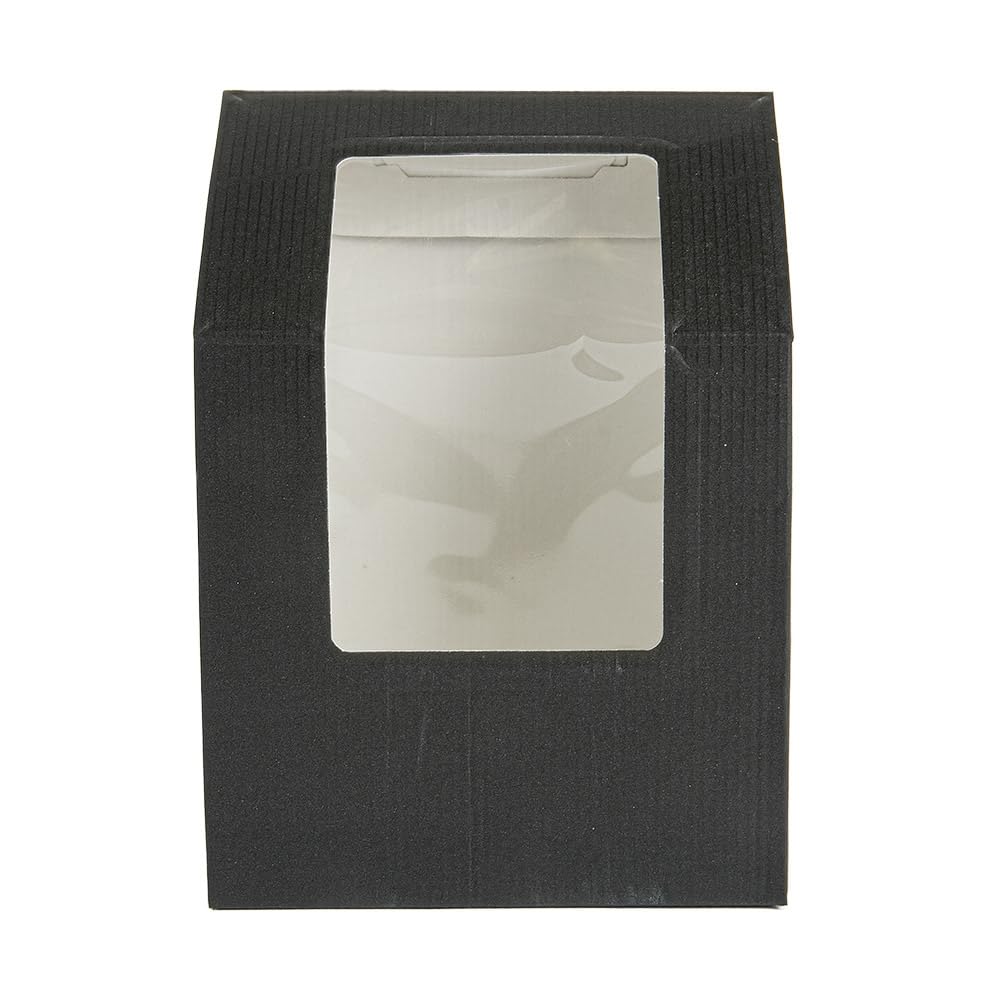García de Pou - 100 Unidades - Cajas Para ''Tortilla'' Con Ventana 'Thepack' 230 G/M2 + Opp 9,2X5,1X9,2/12,5 Cm Negro Cartón Ondulado Nano-Micro