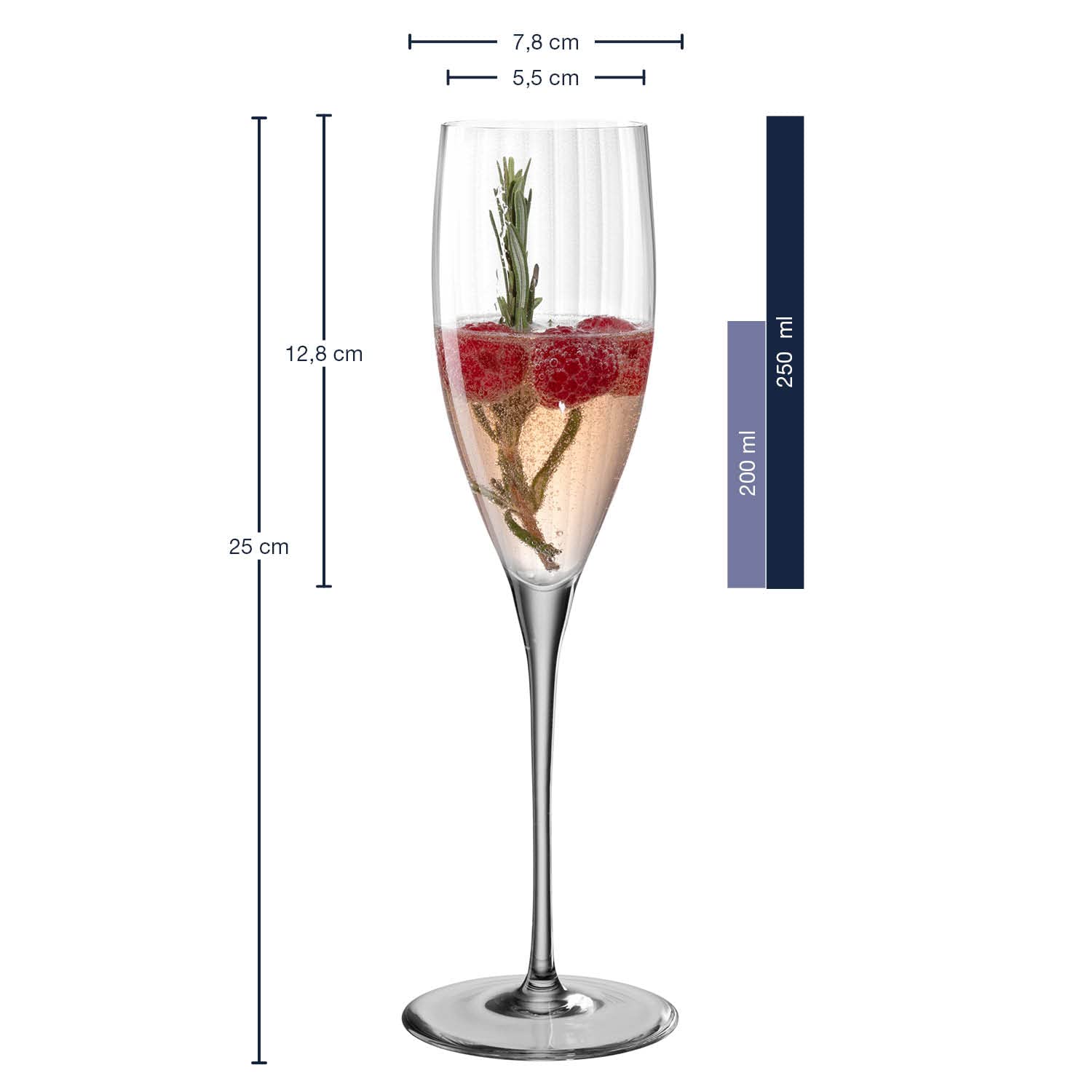 LEONARDO HOME Poesia Sektglas 6er Set, spülmaschinengeeignetes Champagnerglas, Höhe 25 cm, 250 ml, grau, 022381
