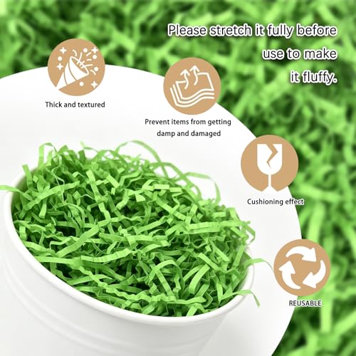 Image of Zankubom 10 LB Parrot Green Crinkle Cut Paper Shred Filler Great for Gift Wrapping, Parrot Green Basket Fillers, Birthday, Gift Wrapping, Halloween Thanksgiving Christmas Party Decor Filling Supplies