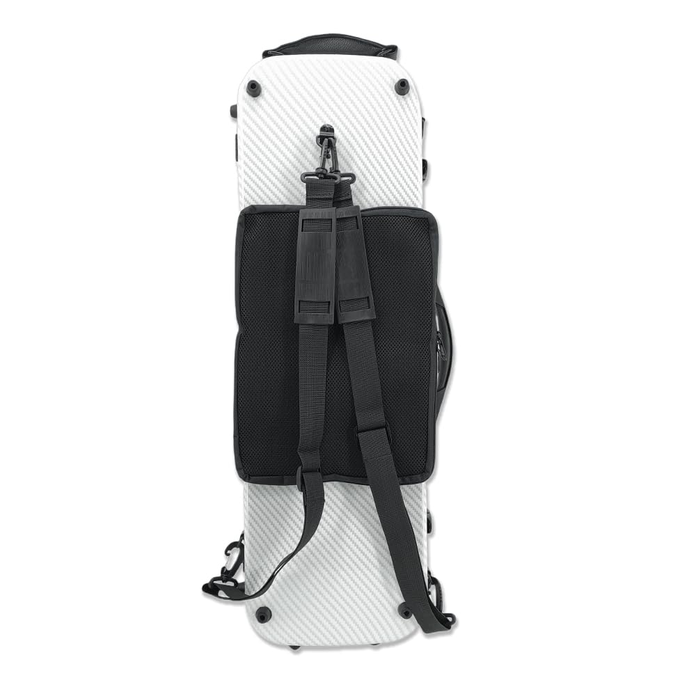 Étui rectangulaire en fibre de carbone et fibre de verre pour violon 4/4 avec sac de partitions (blanc 1)