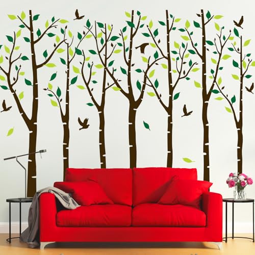 Vinilo decorativo gran árbol de bosque de abedul miniatura 6