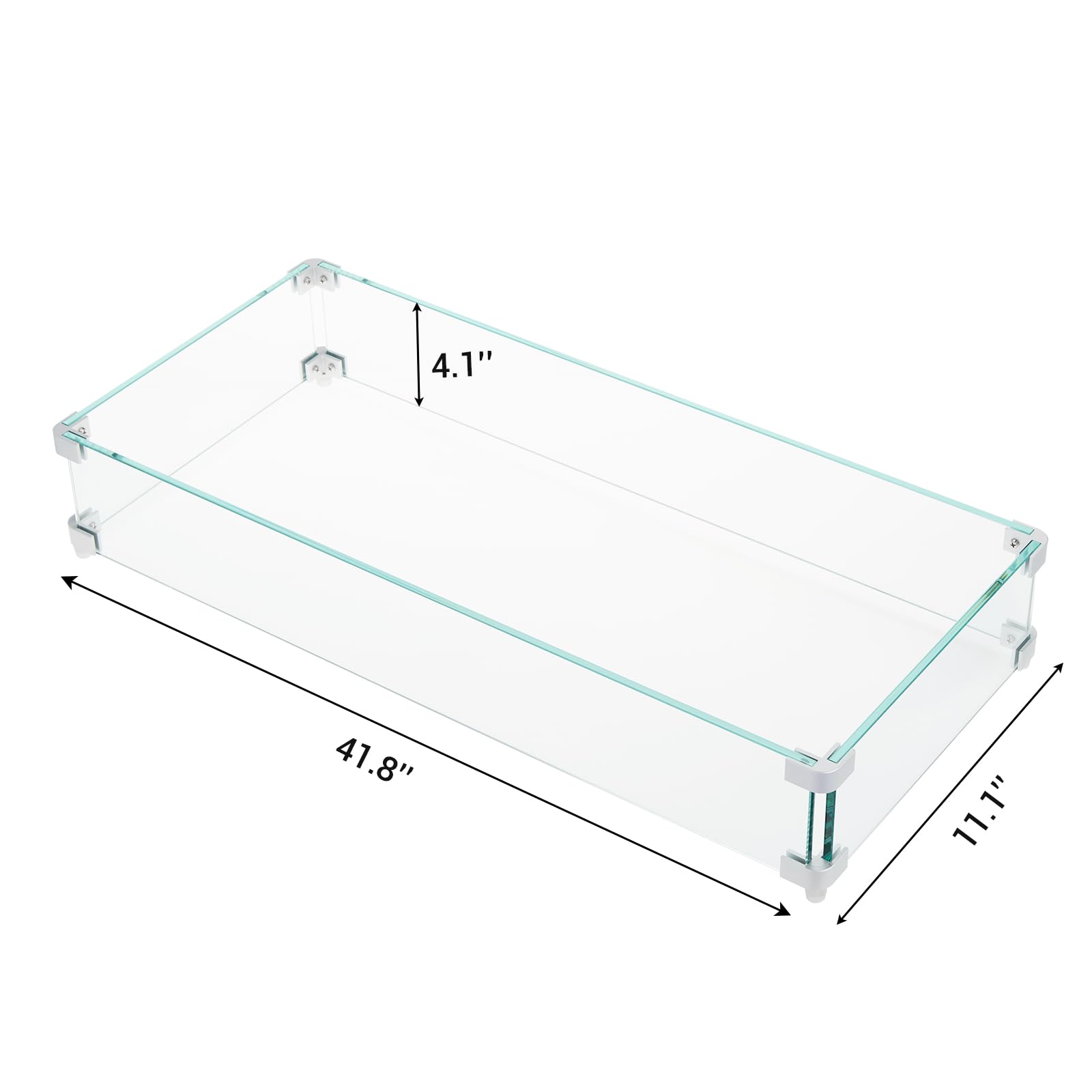 Pare-vent rectangulaire en verre trempé pour brasero 41,8x11,1x4,1po ép. 0,316" protection vent flammes