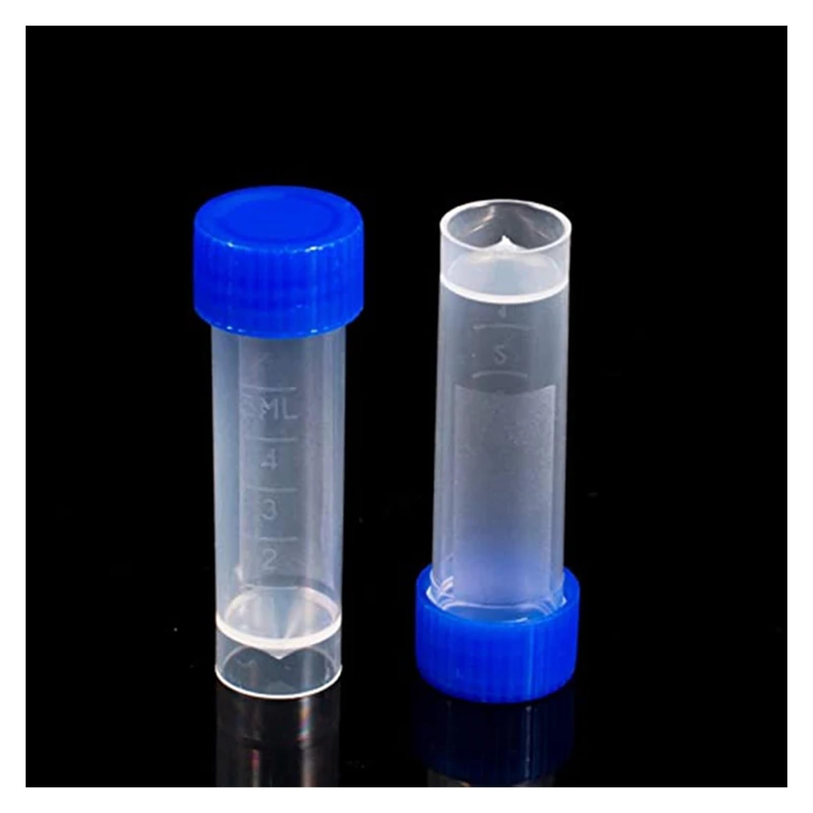 MENGKE 200 provette graduate in plastica blu da 5 ml con tappo a vite for contenitori di stoccaggio
