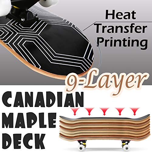 Scientoy Skateboard, Beginner Skateboards, 31" x 8" Complete Pro Skateboard with Repair Kit for Kids/Boys/Girls/Youth/Adults, 9 Layer Canadian Maple Double Kick Skateboard for Outdoors