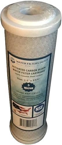 Miniatura 4 de WFD, WF-CB105 Cartucho de filtro de agua de bloque de carbón activado de 2.5 pulgadas x 9-34 pulgadas, cabe en carcasas de tamaño estándar de 10
