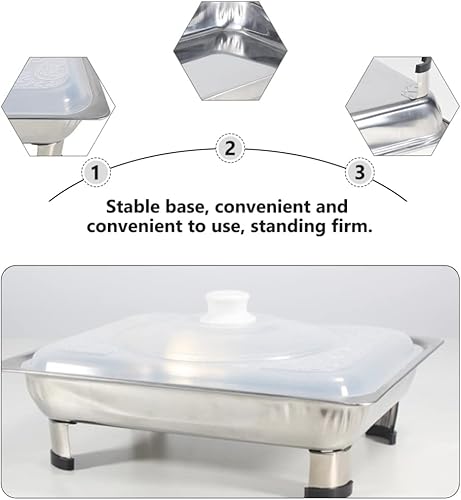 Miniatura 2 de Juego de estufa cuadrada de acero inoxidable, plato versátil con tapa para catering, fiestas, banquetes y eventos