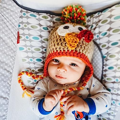 Thanksgiving Baby Hat, Turkey Pattern Bobbles Warm Knitted Earflap Beanie Winter Cap for Cosplay Photo Props2