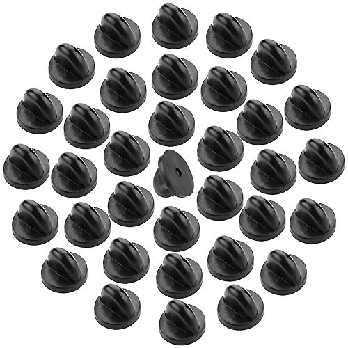 ThreeBulls 30 Pcs Comfort Fit Butterfly Clutch Rubber Pin Backs Replacement (Black)