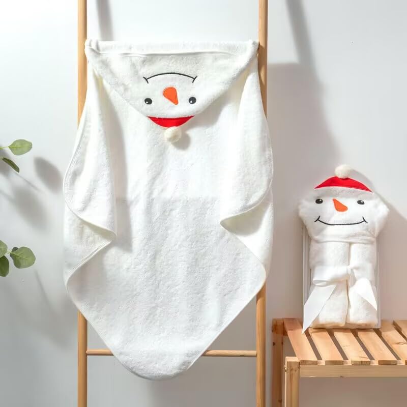 Image of JN&LULU Organic Cotton Fabric Hooded Towel for Kids & Toddlers, Ideal at Bath, Beach, Pool