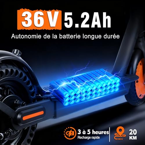 Nouvelle Trottinette Électrique Adulte 500W - 25km/h, Autonomie 20km, Batterie 5.2Ah, Pneus 8.5" Anti-Crevaison, Double Frein (Tambour+EABS), Application Smart, Pliable 3 Secondes – vue 2