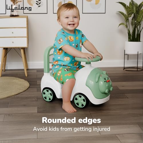 Image of Lifelong Bunny Manual Push Ride-On Toy Car with Back Support for Boys & Girls 1-4 Years, Distraction-Free, Non-Musical, Easy Installation, 50kg Capacity, Steering Wheel, Storage, Indoor Outdoor Fun