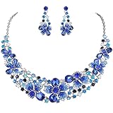 EVER FAITH Austrian Crystal Hibiscus Flower Necklace Earrings Set