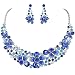 EVER FAITH Austrian Crystal Hibiscus Flower Necklace Earrings Set