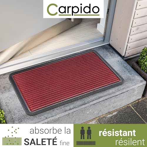Tapis de propreté pour marches extérieures et entrée à lignes rouges