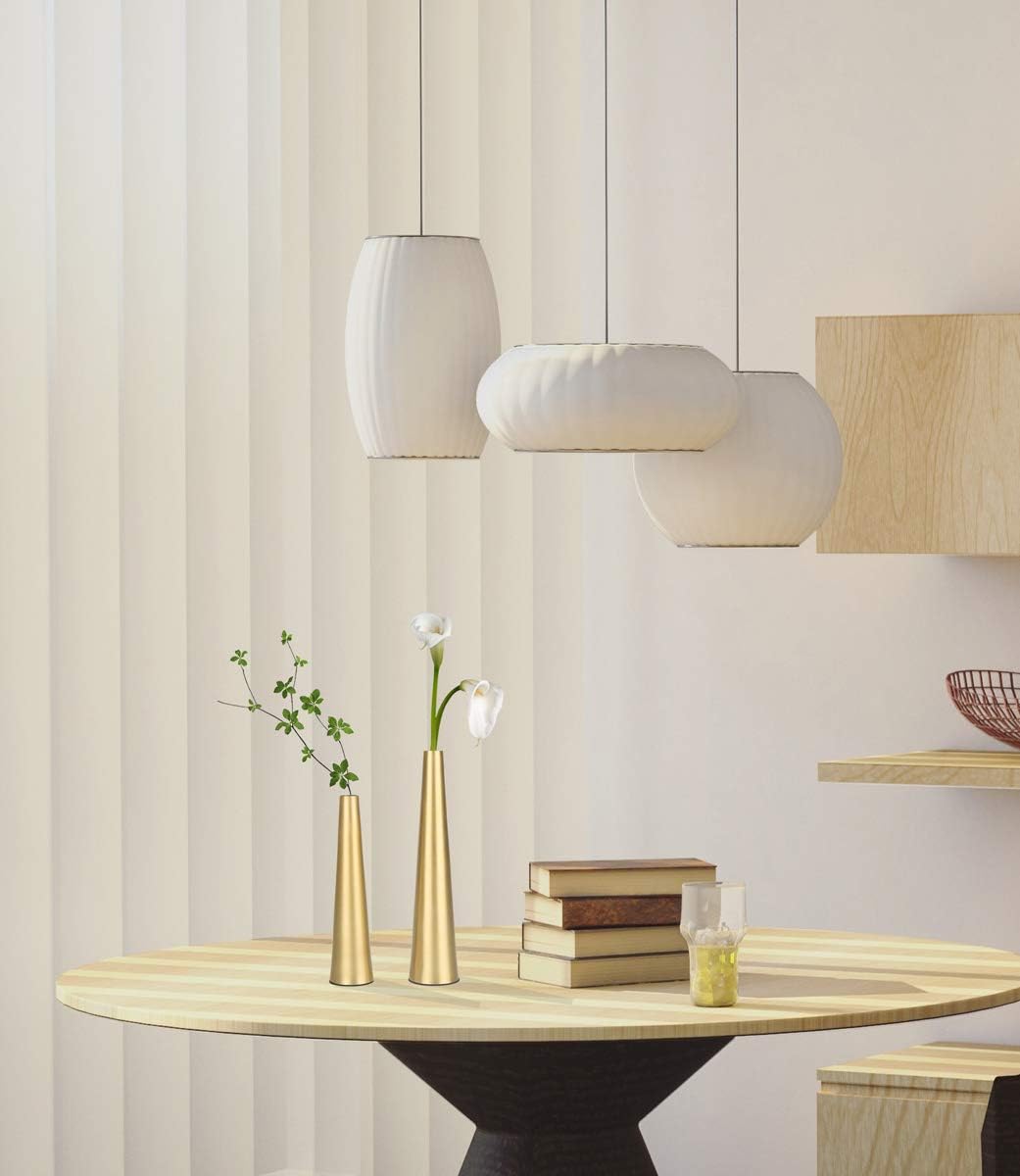 Vixdonos 10.5/8.5 inch Gold Metal Vase Small Dried Flower Vase Set of 2 Taper Vase for Wedding Table Centerpiece Decorations, Home Decor (Gold)