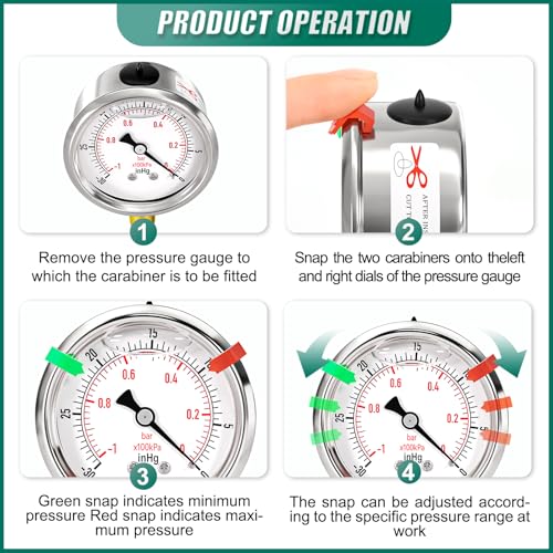 Image of -30inHG-0psi Stainless Steel Glycerin Liquid Filled Vacuum Pressure Gauge 1 /4 inch NPT 2.5 inch Face Dial Center Lower Mount, for Water, Oil and Air Pressure Testing (with Range Mark Pointer)