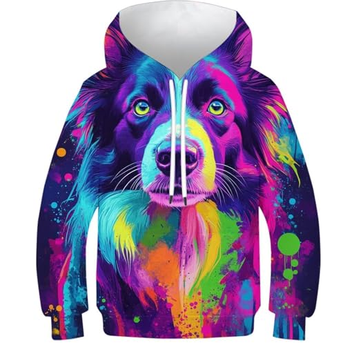 Sweat à capuche 3D enfants motif canin pour l'école et les loisirs