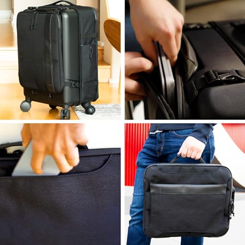 Taskin Denali | Large 4 Wheel Hardside Hybrid Spinner Carry-On Luggage + Detachable Sleeve | Black (Improved)2