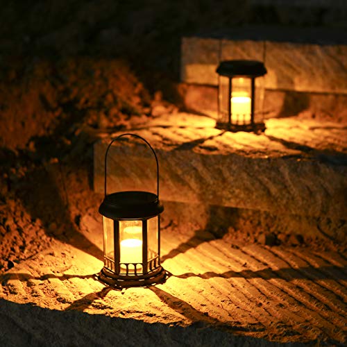 Solar Lanterns, 2 in 1 Outdoor Lanterns with Stake, Tomshine Warm White Led Solar Lights Outdoor Decorative Waterproof for Garden Patio Yard Lawn(2 Pack)