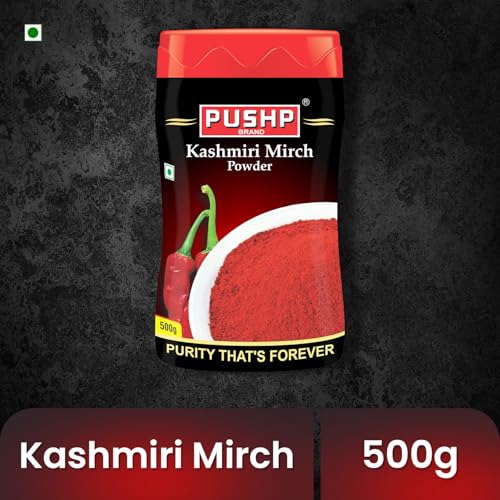 Image of Pushp Brand Kashmiri Red Chilli Powder 500g Jar (Pack of 1)