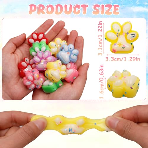 Image of Stress Relief Toy Taba Cat Paw Toys, 24Packs Mini Squeeze Toy Paw, Handmade Soft Cute Sensory Toys, Bouncy Stretchable Springy Relaxation Toys for Children Gifts