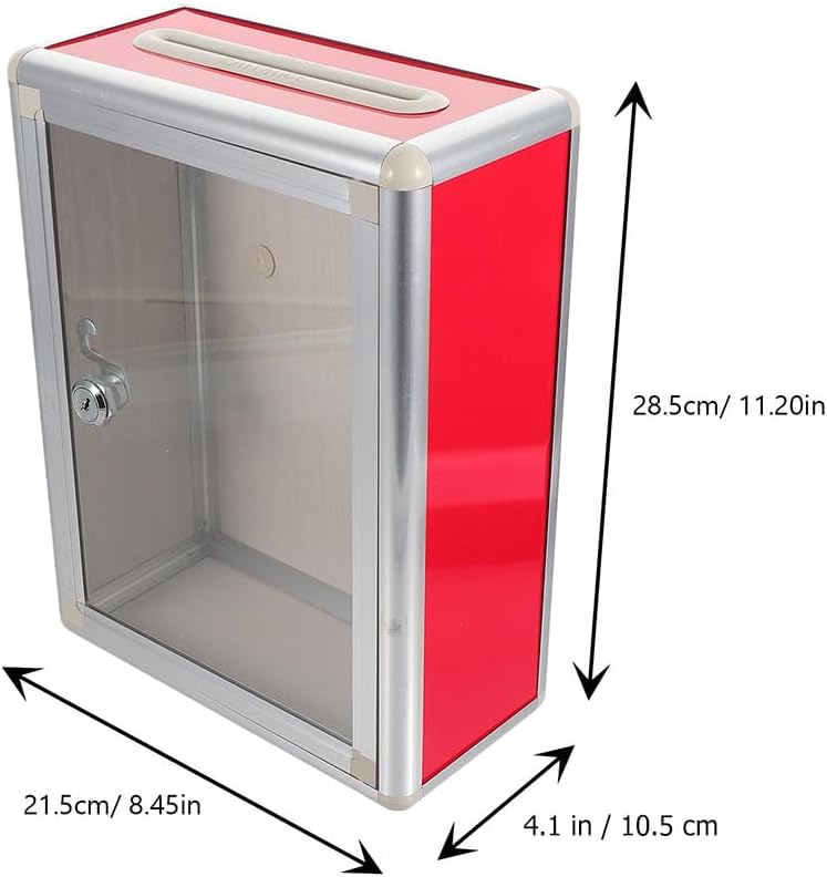 Uonlytech Wall Mounted Mailbox with Lock - Transparent Acrylic Letter Box for Office Home Use Secure Suggestion Donation Box 11.22X8.46X4.13 Inches