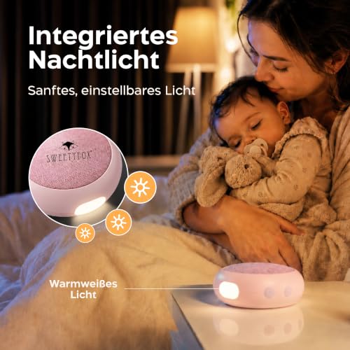 Sweety Fox White Noise Machine, Einschlafhilfe Kinder, Nachtlicht, Rosa – Ansicht 6