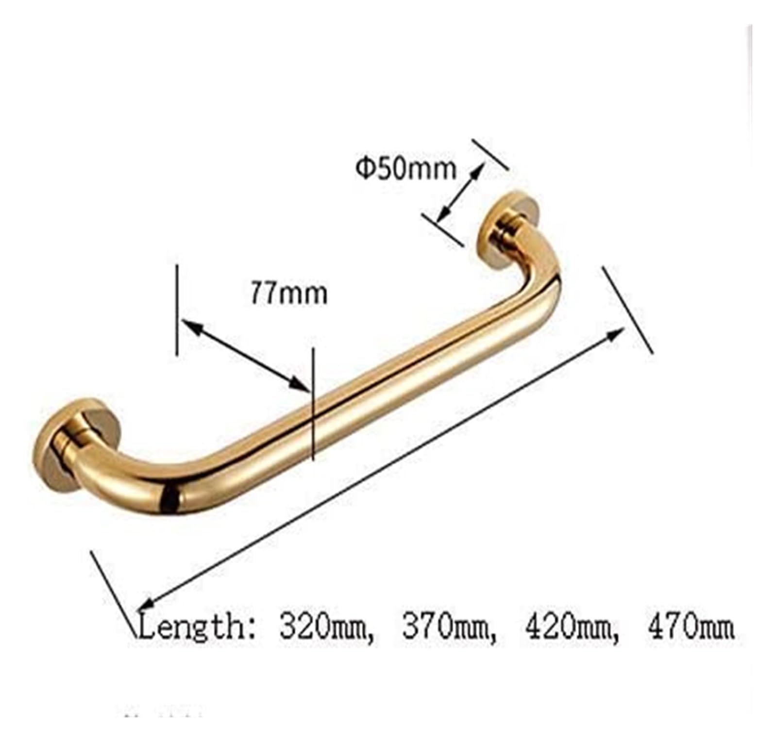 Maniglione di Sostegno, corrimano, ausili per disabili, Maniglia per Doccia, corrimano in Rame per Bagno, Antiscivolo, Senza Barriere, per disabili (Argento, 420 mm)