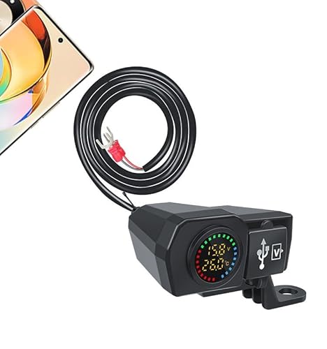 Motorrad QC3.0 PD Ladegerät mit Spannungstemperaturanzeige wasserdichte Schnellladeadapter Sockel Lenker Montage Halterung