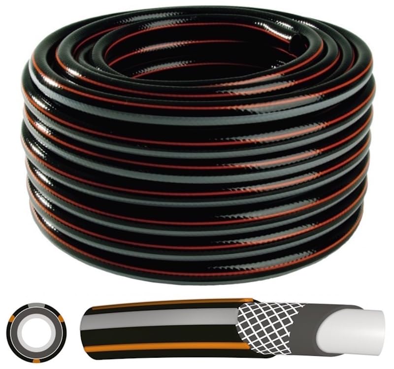 Gartenschlauch 4 lagig flexibler Wasserschlauch Schlauch Bewässerungsschlauch UV-beständig Temperaturbereich: -25C bis +60C 1/2 3/4 1 15m 20m 25m 30m 50m (Carbon 1/2 15m)