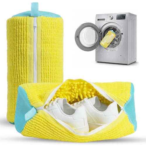 Shoe Washing Machine Bag – 2 Pcs Reusable Laundry Shoe Bag, 360° Deep Cleaning Sneaker Washing Bag, Durable Mesh Net with Zipper Protection, Fits All Shoe...